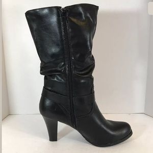 NEW! Arizona Jeans Black Slouch Boots High Heel 10